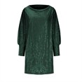 thumbnail image 5 of Lovskoo Women's Off Shoulder Sequin Dresses Long Sleeve Loose Casual Cocktail Party Dress Sparkly Glitter Short Mini Dress Green S, 5 of 7
