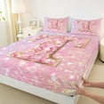 thumbnail image 3 of Feelyou Initial T Letter Bed Sheets for Kids, Girly Pink Cartoon King Sheets, Fashion Bling Stars Sheet Set, Ultra Soft Bedroom Decor, 4 Pieces, 3 of 7