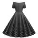 thumbnail image 4 of mfyjkho Vestidos de fiesta para mujer, Vestido vintage acampanado de moda para mujer, con lazo, para graduación, manga corta, estampado de lunares Vestidos largos para mujer l, 4 of 6