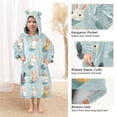 thumbnail image 3 of FORMRS Wearable Blanket Hoodie with Sleeves for Kids Cozy Flannel Sweatshirt, Green Cute Rabbits, 3 of 7