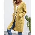 thumbnail image 4 of Womens Long Sleeve Cable Knit Long Cardigan Open Front Button Sweater Outerwear, 4 of 5