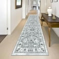 thumbnail image 3 of MJIAexp 2'x8' Boho Floral Kitchen Runner Rug Machine Washable Runner Rug Non-Slip Rubberback Hallway Runner Laundry Rug Throw Carpet for Living Room Bedroom Dining Room Entryway Kitchen Light Gray, 3 of 9