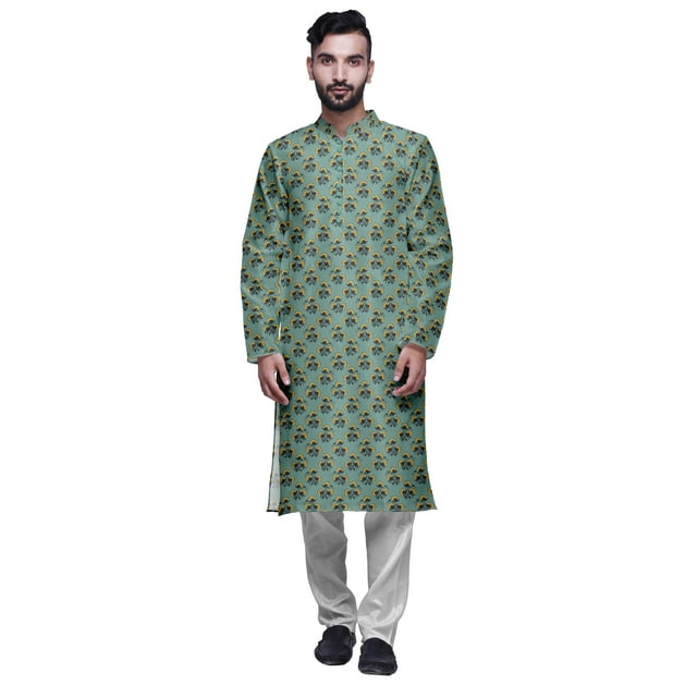 Atasi Kurta pour Homme en Satin Modal Imprimé avec Ensemble de Pyjama Churidar Vêtements d'Été
