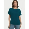 thumbnail image 3 of Women's Short Sleeve Boat Neck Dolman Top with Side Shirring, 3 of 6