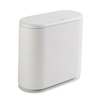 8 Liter Slim Trash Can with Press Lid, Garbage Bin for Bathroom, Kitchen, Office - White