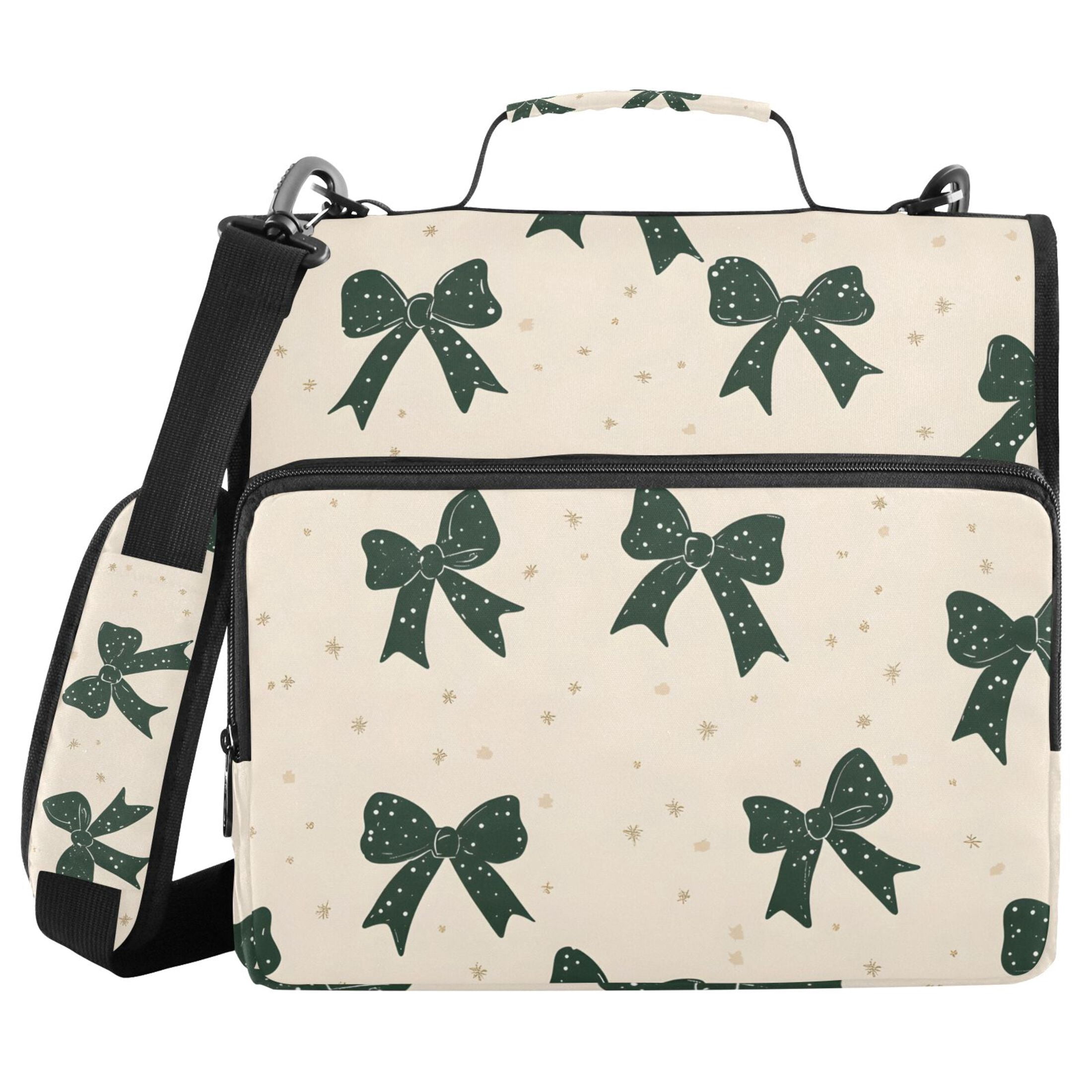 ALAZA Zipper Binder Green Bows 3 Ring Trapper Keeper File Folder Organizer Bag
