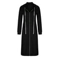 thumbnail image 4 of Patlollav Women Coats,Ladies Casual Long Sleeve Loose Fashion Pocket Zipper Solid Hooded Coat, 4 of 6