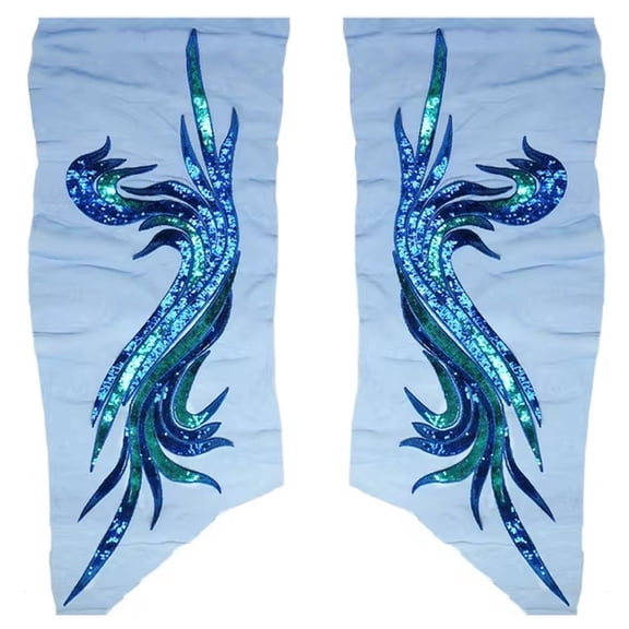 1pair Sequin Embroidery Patches Lace Floral Patches DIY Sewing Appliques Wedding Dress Accessories for Clothing Decor