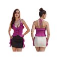 thumbnail image 2 of Gupgi Women Halter Cami Top Irregular Deep V Neck Ruffle Crop Top Solid Color Backless Tank Shirt, 2 of 9
