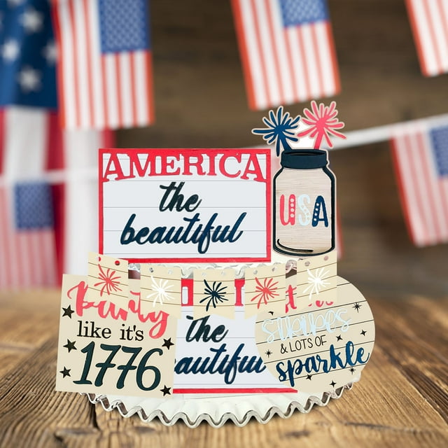 Independence Day New Board Crafts Tray Ornaments Home Desktop Study Decorations Gift Ornaments