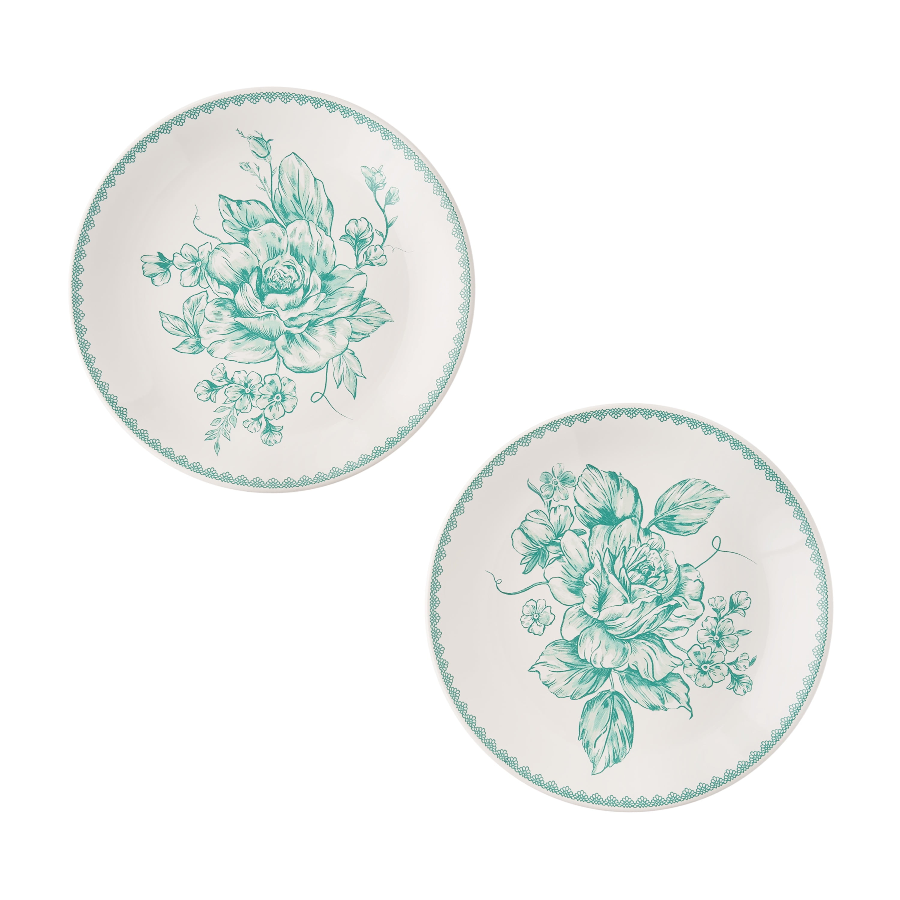 The Pioneer Woman Agatha Stoneware Appetizer Plate, Green, Set of 6