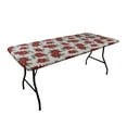 thumbnail image 3 of Covers For The Home Deluxe Elastic Edged Flannel Backed Vinyl Fitted Table Cover - Christmas Flower- Poinsettia - Banquet - 6' x 30" (ETCF74-C4H), 3 of 5