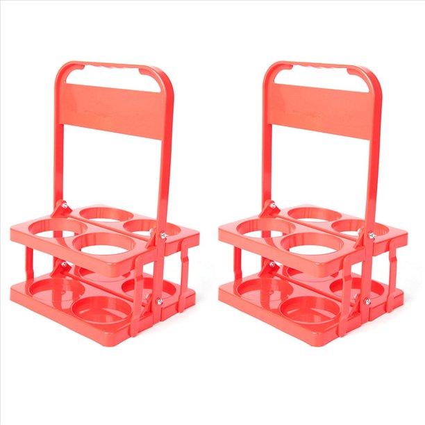 2X Portabebidas de Plástico Plegable con 4 Orificios, Portabebidas Reutilizable con Asa Portabebidas Portátil Rojo