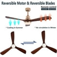 thumbnail image 6 of FETCOI 48" 3 Blades Wood Ceiling Fan, Dimmerable Downrod Outdoor Ceiling Fan with Lights and Remote Noiseless Reversible Motor Modern Ceiling Fan for Patios Bedroom Living Room (Walnut), 6 of 8