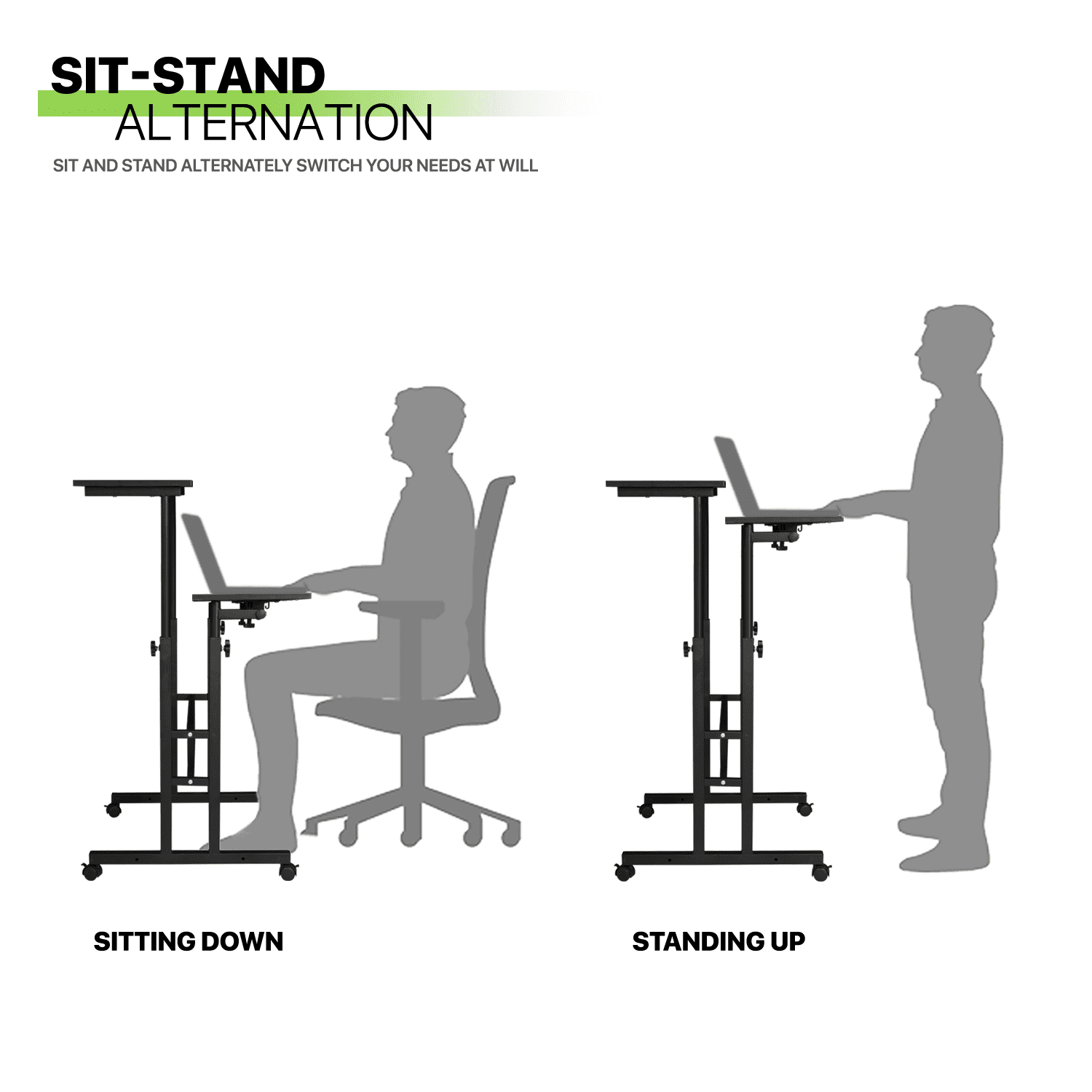 Magshion Computer Desk with Tilting Table, Adjustable Height Small Standing Desk with Monitor Shelf for Standing or Sitting, Black