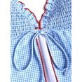thumbnail image 3 of Set Tankini a cuadros vichy sin costuras con volantes para mujer, color azul cielo, talla M, 3 of 4