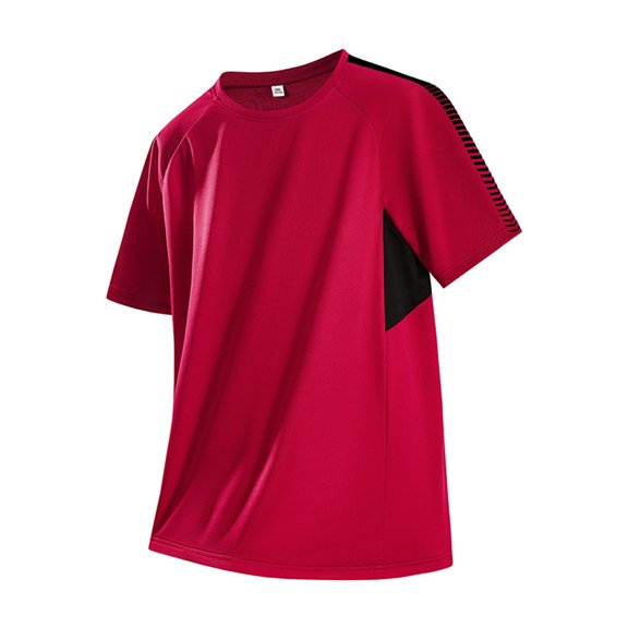 XIYON Men's T-Shirts 2026 Summer Color Block Silk Short Sleeve T Shirt Mesh Loose Fitting Running Breathable Soft Fashion