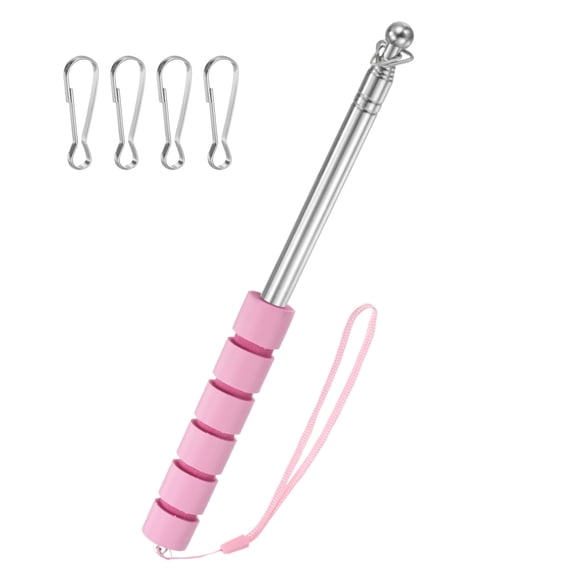 Uxcell 3.94Ft/1.2M Telescopic Flag Pole with Clips Pink
