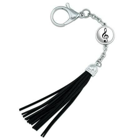 Clef Key - Treble Clef Music Backpack Handbag Purse Sports Bottle Keychain Tassel Charm