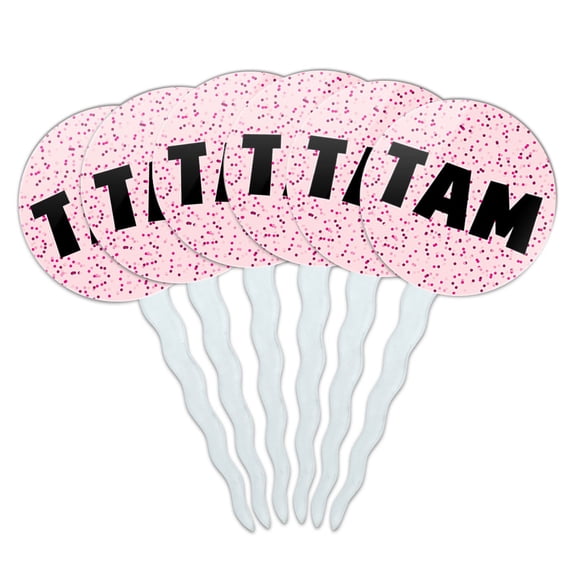 Tam Cupcake Picks Toppers - Set of 6 - Pink Speckles