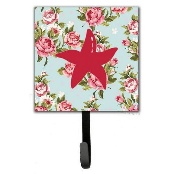Caroline's Treasures BB1100-RS-BU-SH4 Starfish Shabby Chic Blue Roses Leash or Key Holder, Blue, Single Hook, multicolor