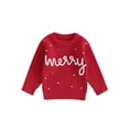 thumbnail image 1 of Gupgi Chandails de Noël Rouges pour Tout-Petits 0-3 Ans Bébé Brodé Lettre Manches Longues Tricot, 1 of 8