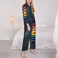 thumbnail image 3 of Salouo Rainbow Sausages On Dark Slate Pattern Women's Pajamas Set Long Sleeve Button Down Sleepwear Soft Pj Lounge Sets for women 2 Piece Pjs Set with Long Pants-X-Large, 3 of 7