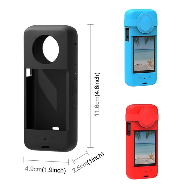 MesaSe PENGXAING Silicone Protective Case with Lens Cap Anti-Scratch Shell for Insta360 X3 Portable Detachable Side Hole Design(Blue)
