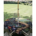 thumbnail image 3 of Outdoor Tablecloth with Umbrella Hole Zipper Mushroom Round Tablecloth 54" Waterproof Outside Table Cloth Dream Forest Wooden Cottage Floral Plant Patio Table Cover Tablecloths for Picnic Party, 3 of 8