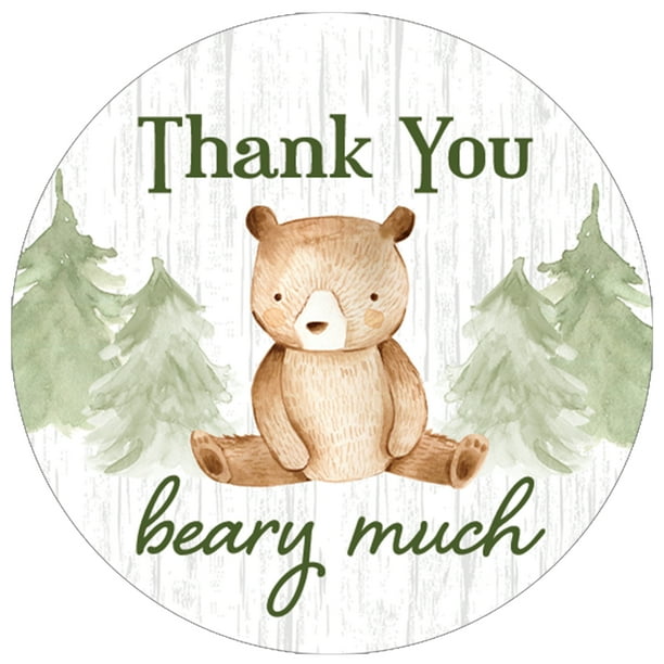Green Woodland Bear Thank You Beary Much Stickers 40 Labels Woodgrain Distinctivs Walmart Com Walmart Com