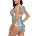 thumbnail image 4 of Goofa Animal Meditation Print Women's Ruffled One Piece Swimsuit V Neck, 4 of 7