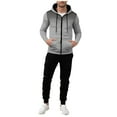 thumbnail image 2 of YueHuiYing Men's Casual Loose Printed Pocket Zipper Drawstring Long Pants Sweatshirt Long Sleeve Hooded Set, 2 of 4