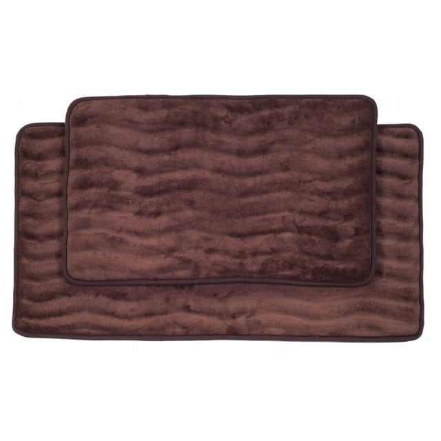 Lavish Home Set de Tapis de Bain en Mousse à Mémoire de Forme Chocolat