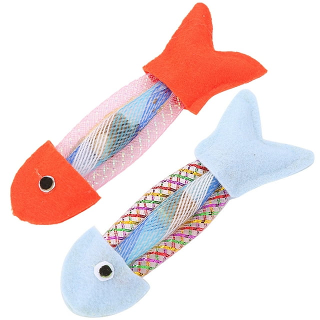 2PCS Catnip Toy Lovely Non-woven Fish Shape Cat Chew Toy Cat Interactive Toy
