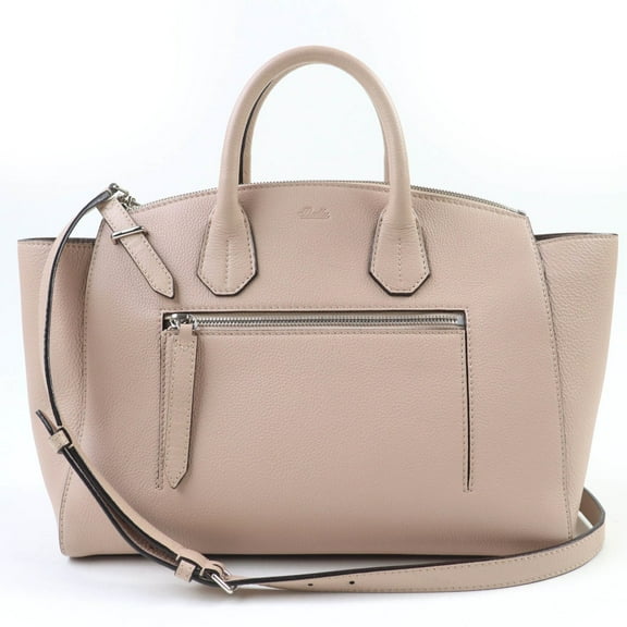 Pre-Owned BALLY SOMMET ZIP logo engraved leather 2-way handbag, shoulder bag, tote... (Good)