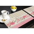 thumbnail image 6 of Rose Flower Pink Lace Stripes 4/6pcs Table Pad Mats for Dining Table Home Kitchen r Accessories Linen Placemats Coaster, 6 of 7