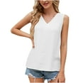 thumbnail image 2 of Njoeus Tank Tops for Women Summer Cotton Linen T Shirts Basic V-Neck Sleeveless Tunic Casual Comfy Camisole Tops Loose Tanks S-XXL, 2 of 7