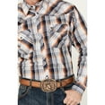thumbnail image 3 of Men's Cowboy Hardware Hermosillo Gradient Plaid Print Long Sleeve Pearl Snap Navy X-Large, 3 of 4