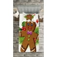 thumbnail image 3 of Ambesonne Gingerbread Man Quilted Bedspread Set 2 Pcs, Christmas Cookie, Twin Size, Brown Green Red, 3 of 3