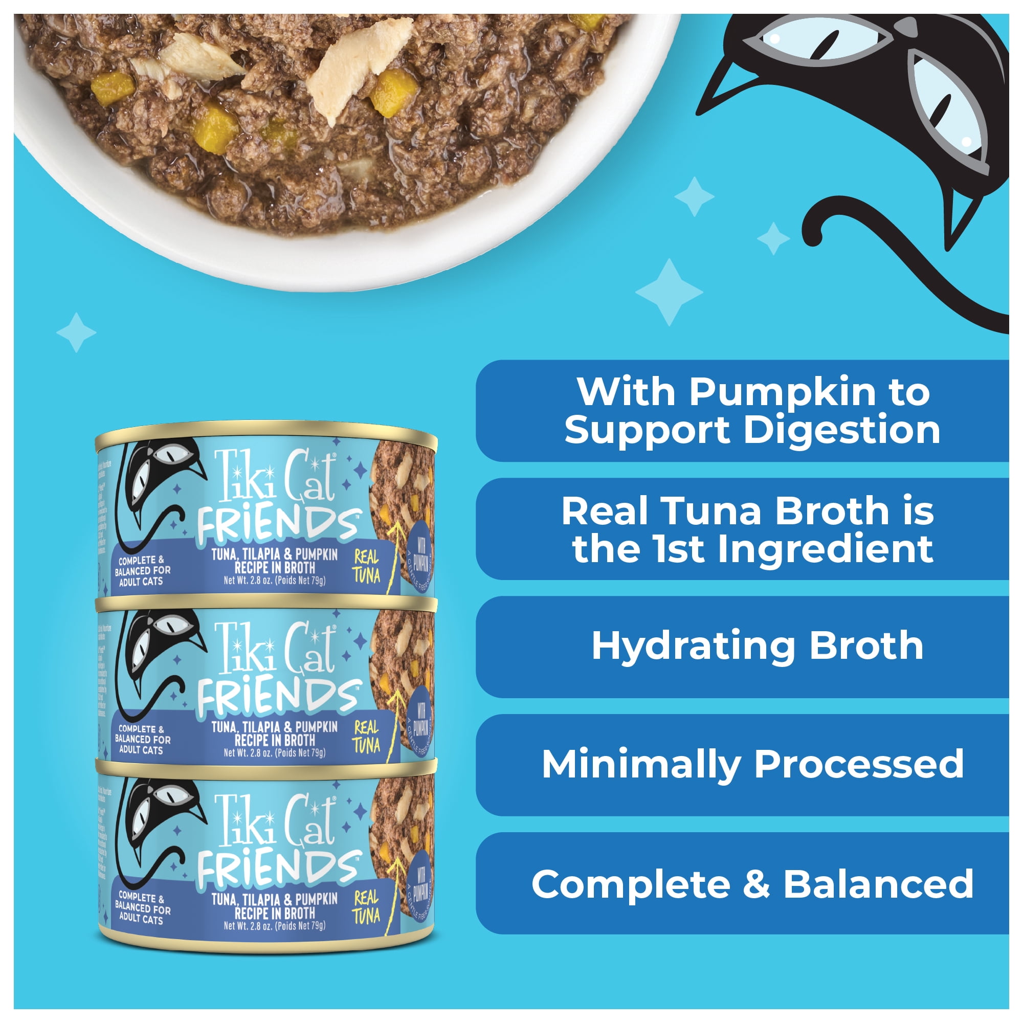 (2 pack) Tiki Cat Friends Tuna, Tilapia & Pumpkin, 2.8 oz can