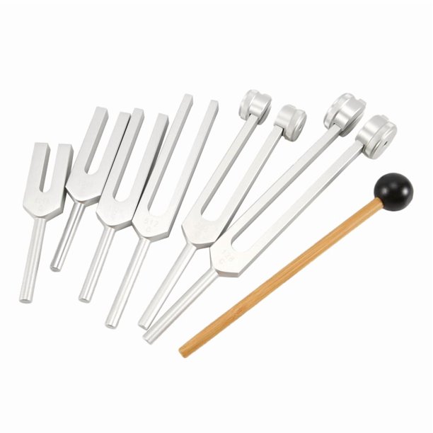 6 Unids/Set 128Hz 256Hz 512Hz 1024Hz 2048Hz 4096Hz Horquilla de AfinacióN con Martillo para Kit Herramienta VibracióN Sonido Curativo
