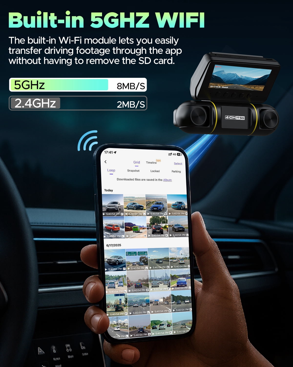 Lamtto 4 Channel Dash Cam, Front Rear Inside, 1080P FHD, 360Â