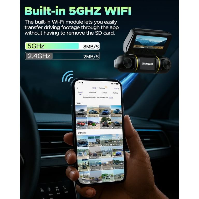 Lamtto 4 Channel Dash Cam, Front Rear Inside, 1080P FHD