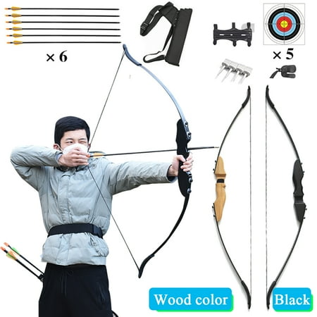 Outdoor Recurve Bow and Arrow Set 40 Pounds Adult Professional Hunting Bow and Arrow Shooting Practice Arrow Set Accessories