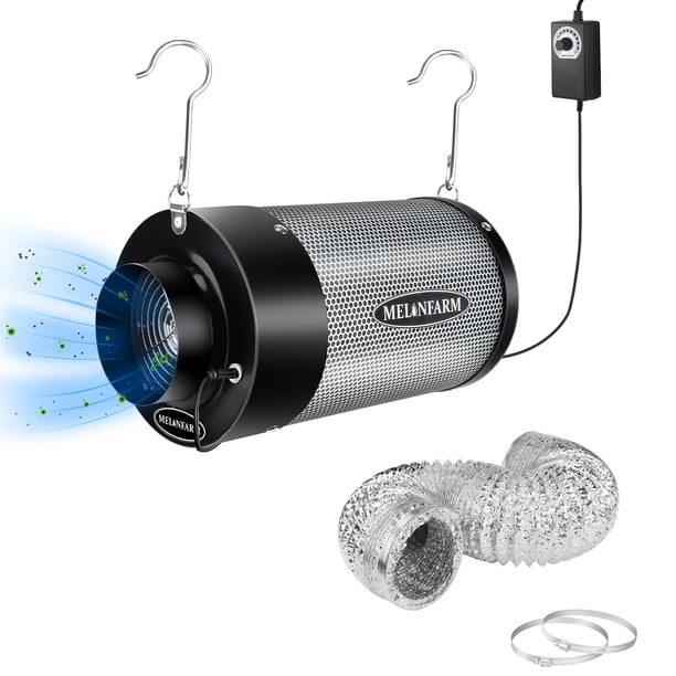 Kit de Filtración de Aire MELONFARM 4" con Ventilador de 14cm y Filtro de Carbón