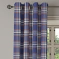 thumbnail image 2 of Ambesonne Checkered Grommet Curtain, Abstract and Striped, 50" x 72", Night Blue Cinnamon, 2 of 6