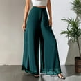 thumbnail image 6 of Chiffon Palazzo Pants for Women High Waist Wide Leg Loose Fit Flowy Lightweight Trousers Casual Spring Summer 2026 Fashion Pants Green L, 6 of 6