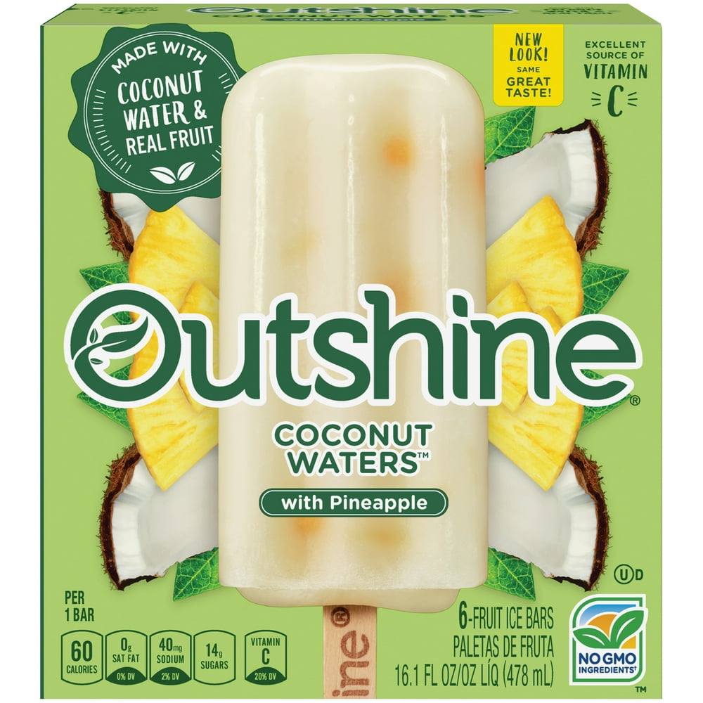 OUTSHINE COCONUT WATERS with Pineapple Fruit Bars 6 ct Box Walmart
