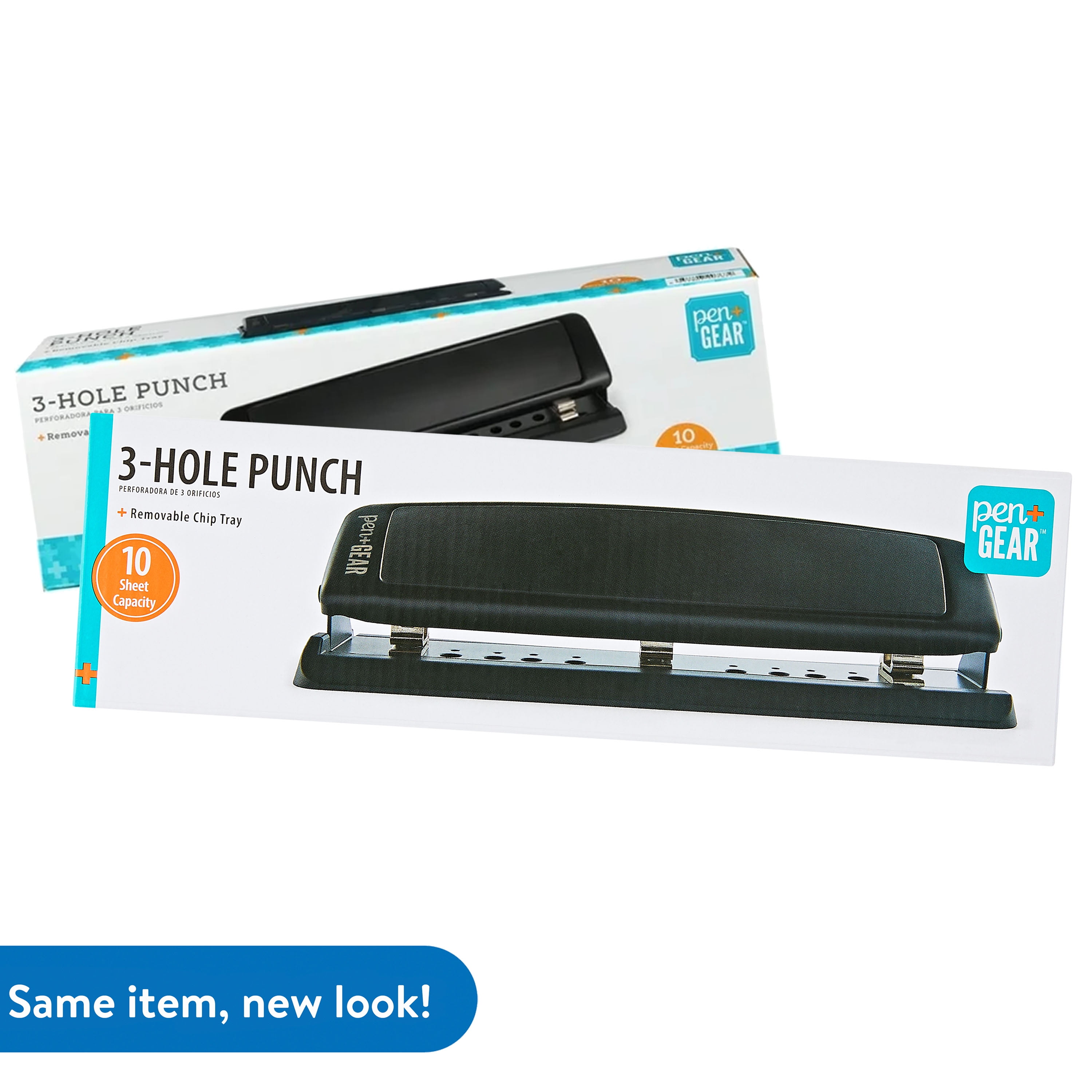 Pen+Gear 3-Hole Punch, 10 Sheet Capacity, Black