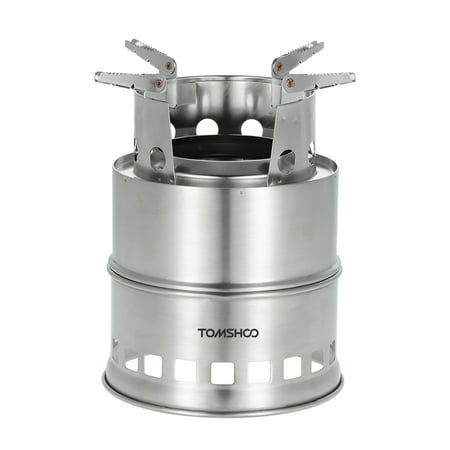 TOMSHOO Portable Stainless Steel Wood Burning Camping Stove Solid Alcohol Stove Survival Backpacking Wood Burning Cooking